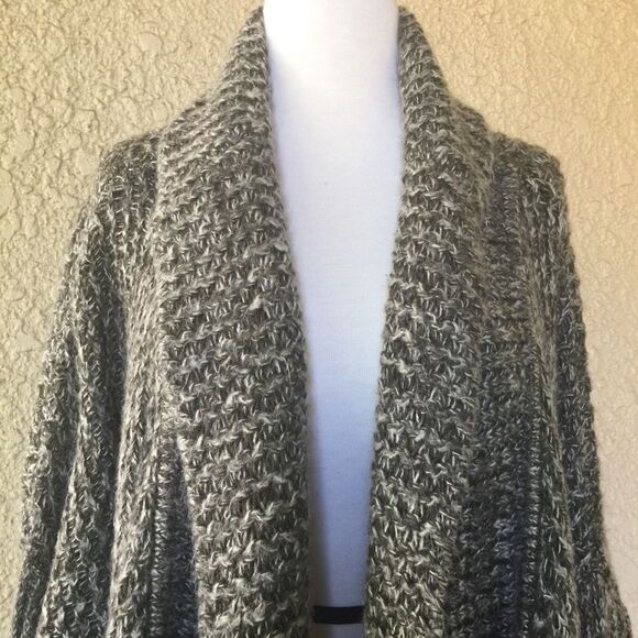 Solemio Water Fall Collar‎ Open Cardigan Sweater Grey Women's Size S/M EUC - Picture 3 of 7